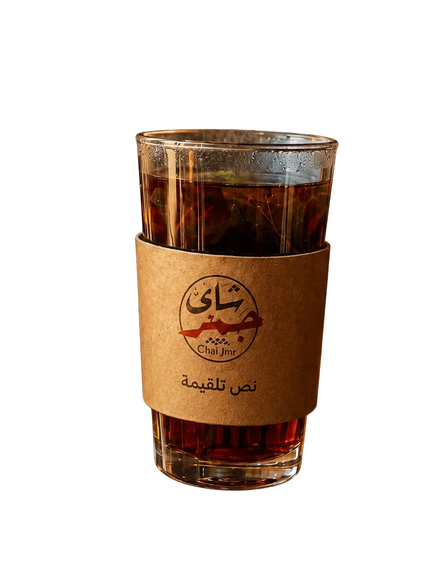 Signature ember-brewed Chai Jmr red tea glass with steam