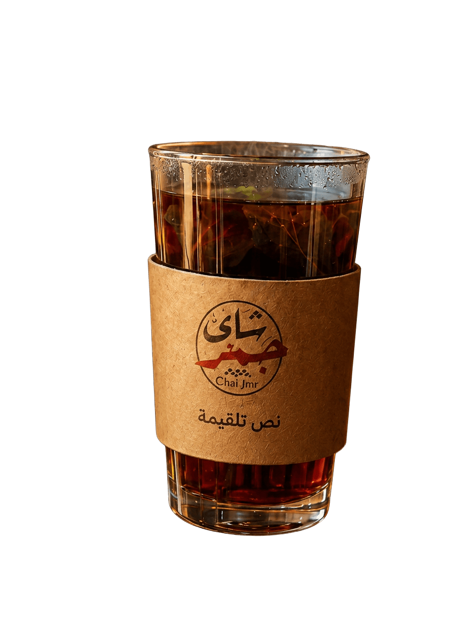 Signature ember-brewed Chai Jmr red tea glass with steam